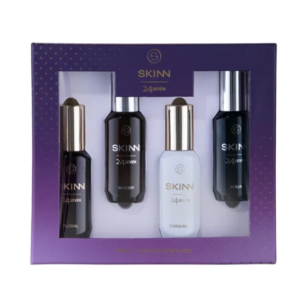 Skinn 24Seven Gift Pack EDP - 20 ml x 4, Perfume for men & women